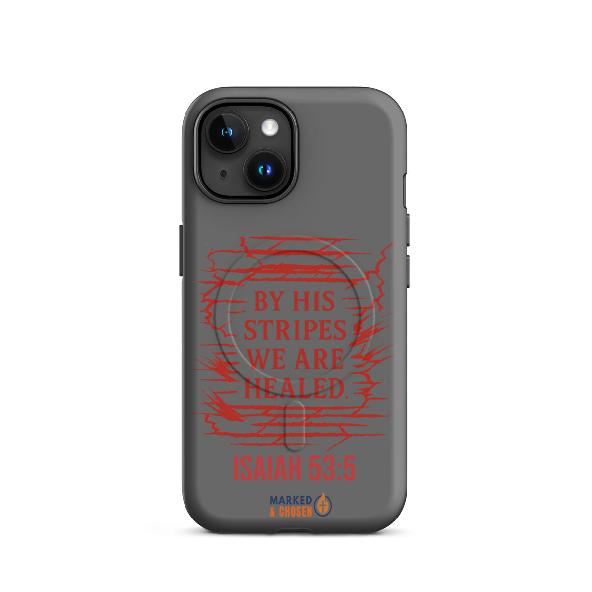 By His Stripes Tough MagSafe iPhone Case - iPhone 15 - Front View
