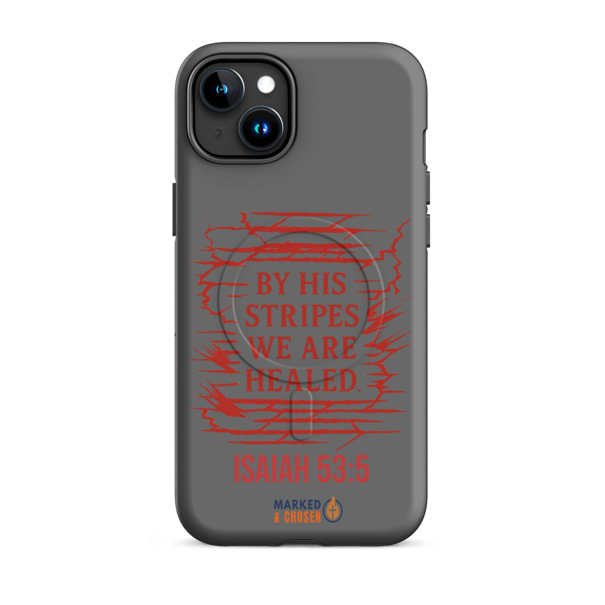 By His Stripes Tough MagSafe iPhone Case - iPhone 15 Plus - Front View