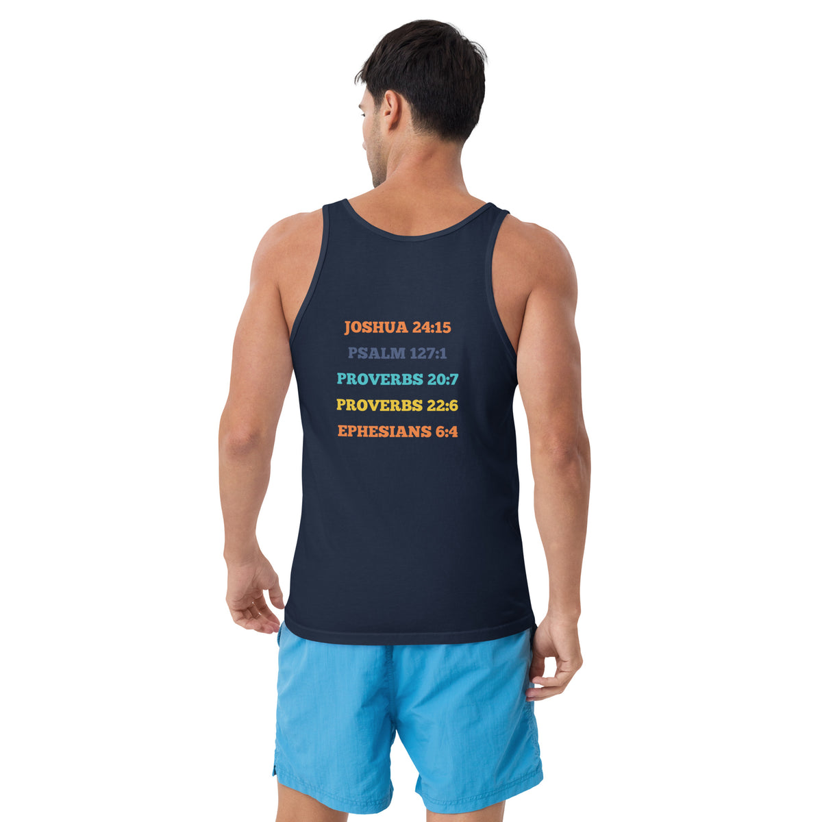 He is Dad Tank Top - Navy - Back View