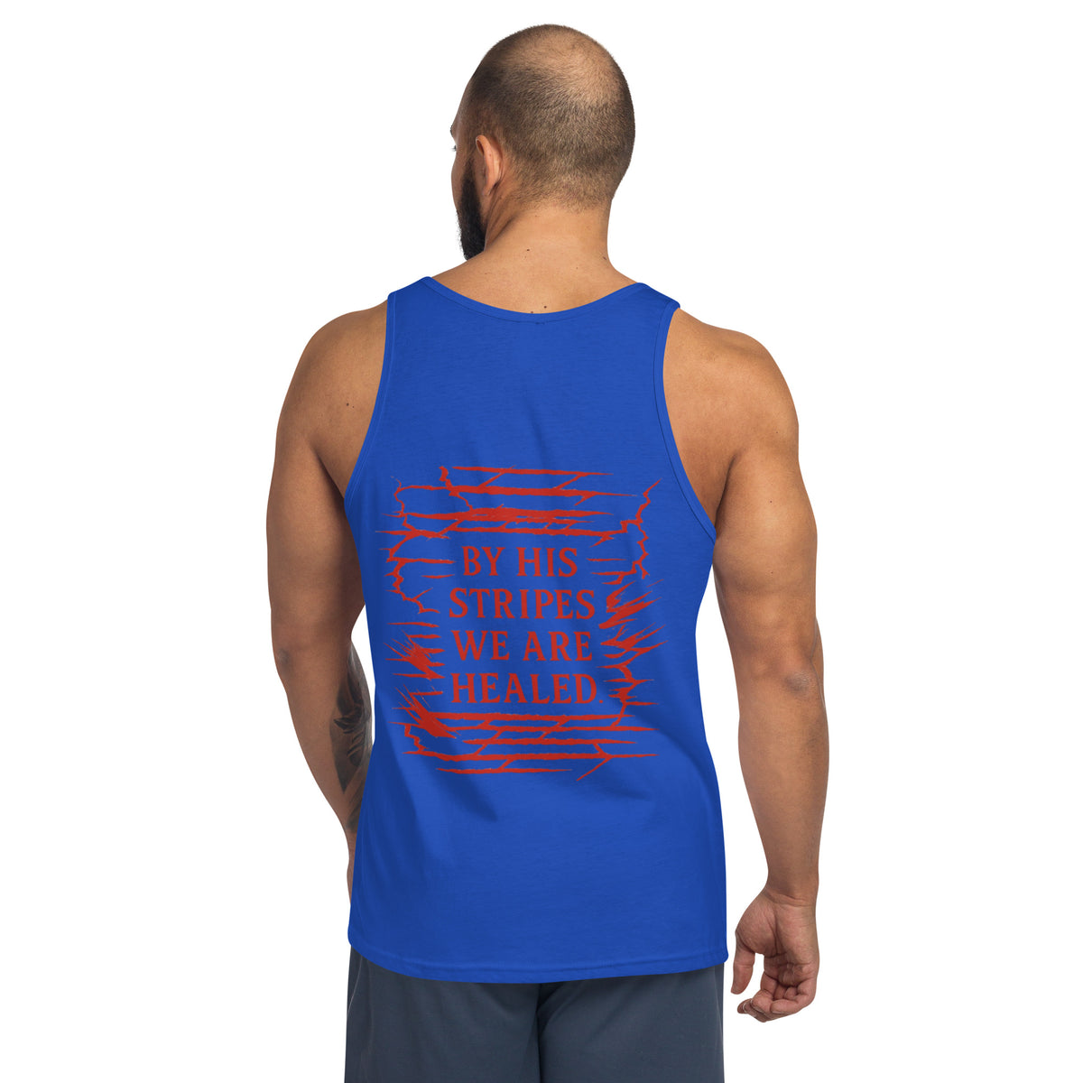 Men's Marked by Stripes Tank Top - True Royal - Back View