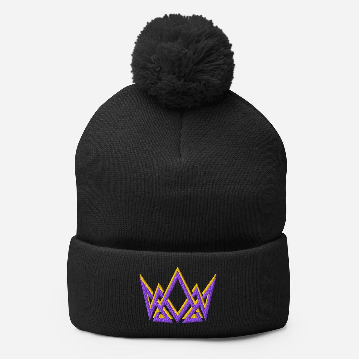 Royalty Pom Pom Beanie - Black - Front View