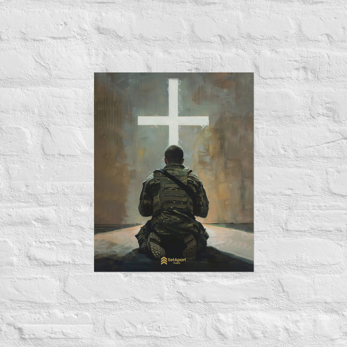 Praying Soldier Poster - 16″×20″ - Front View