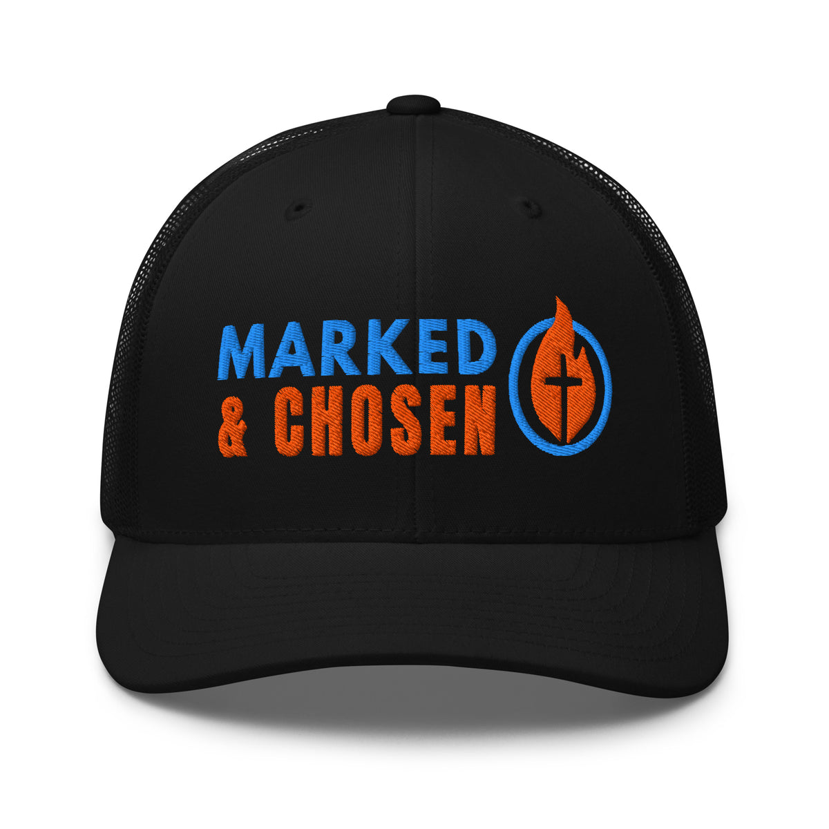 6606T Retro Trucker Black Marked & Chosen Logo front facing