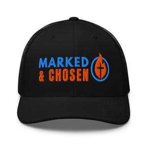 6606T Retro Trucker Black Marked & Chosen Logo front facing