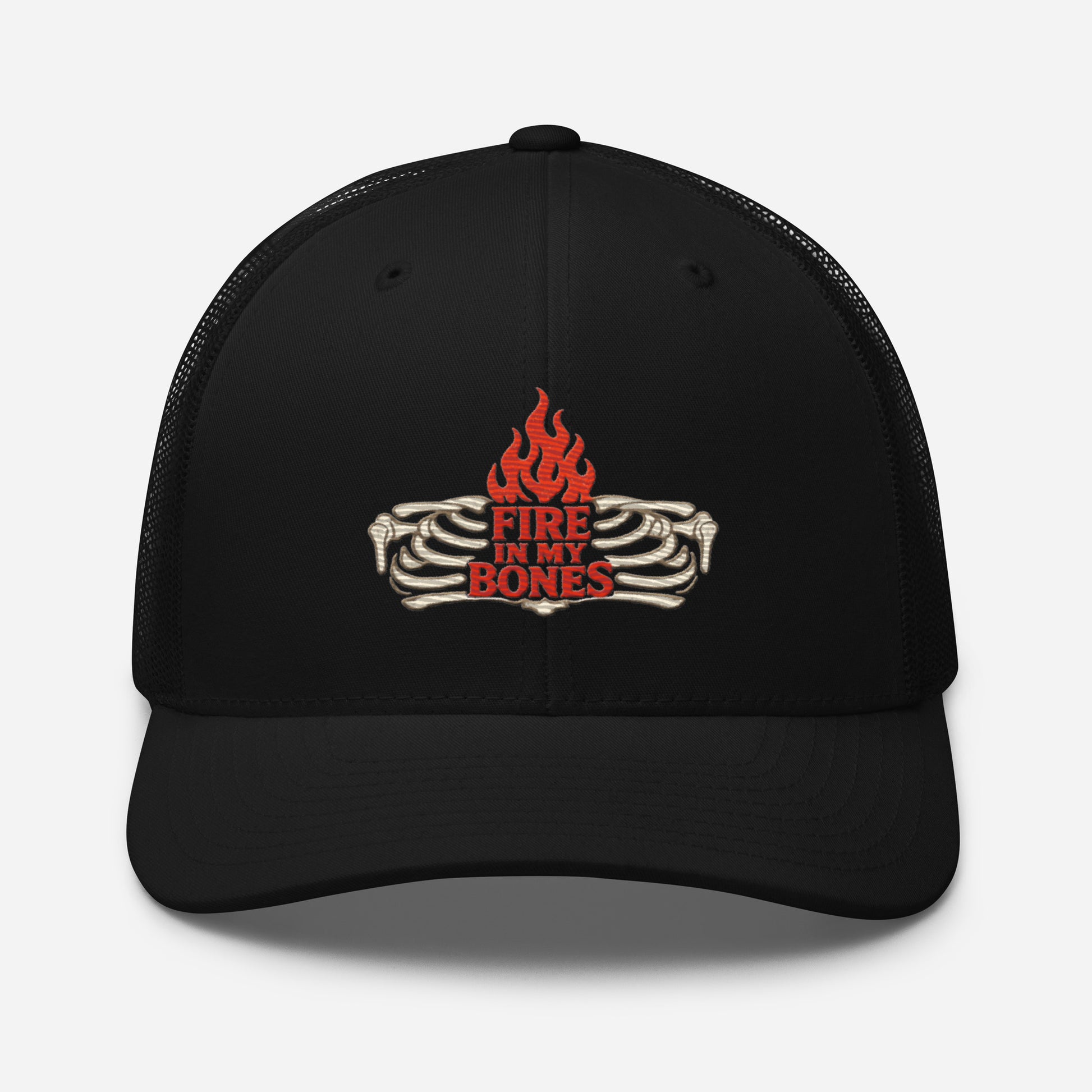Fire in My Bones Trucker Cap - Black - Front View
