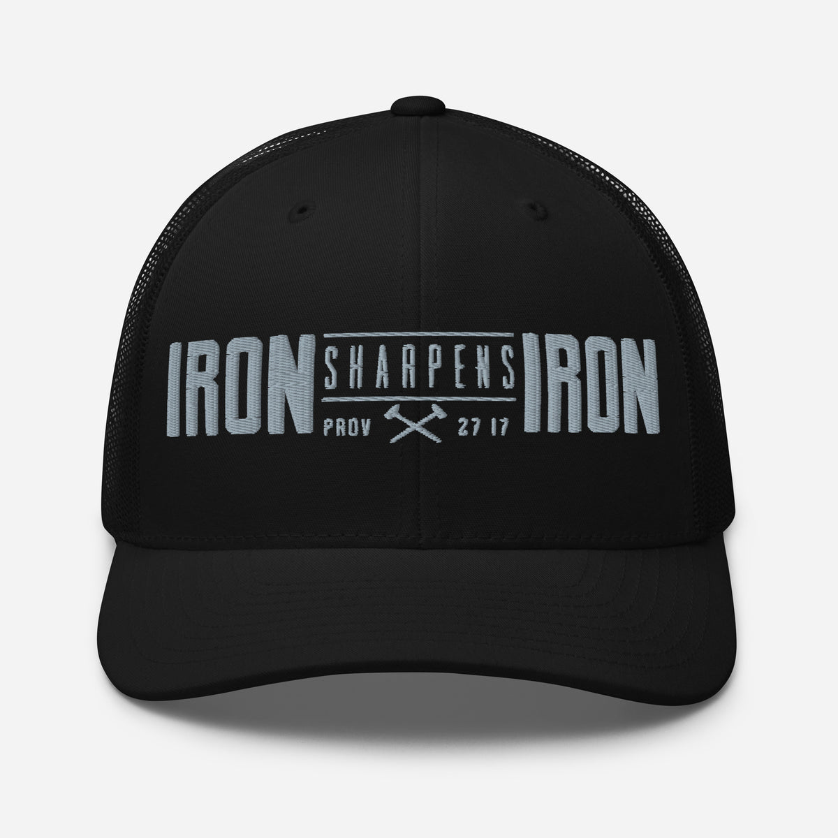 Men's Iron Sharpens Iron Trucker Cap - Black - Front View
