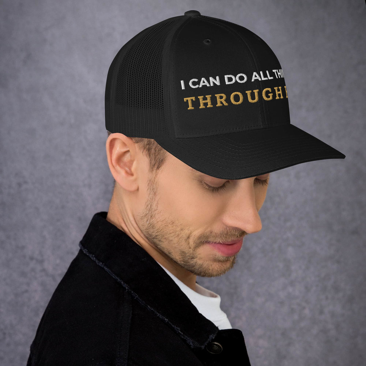 Through Him Trucker Cap - Black - Right Side View