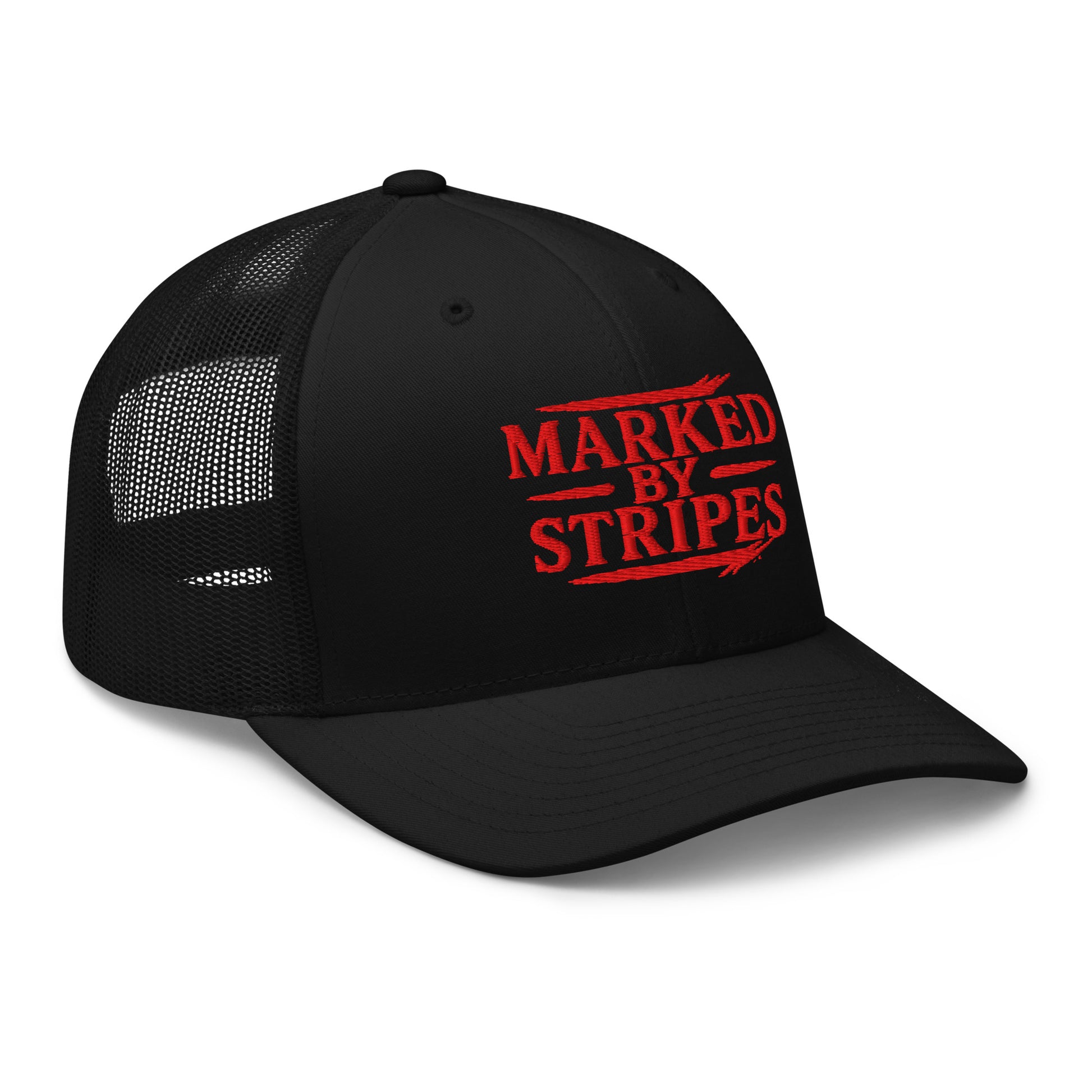 Marked by Stripes Trucker Cap - Black - Right Front View