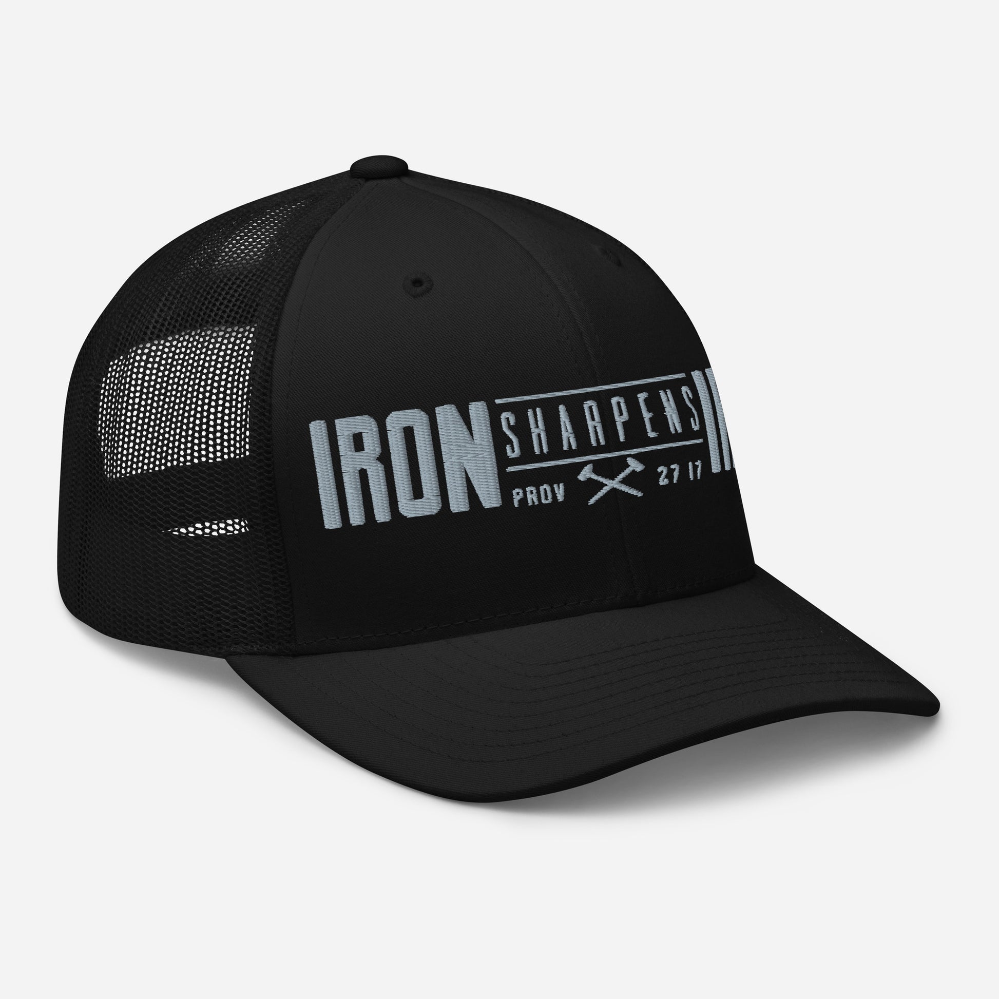 Men's Iron Sharpens Iron Trucker Cap - Black - Right Front View