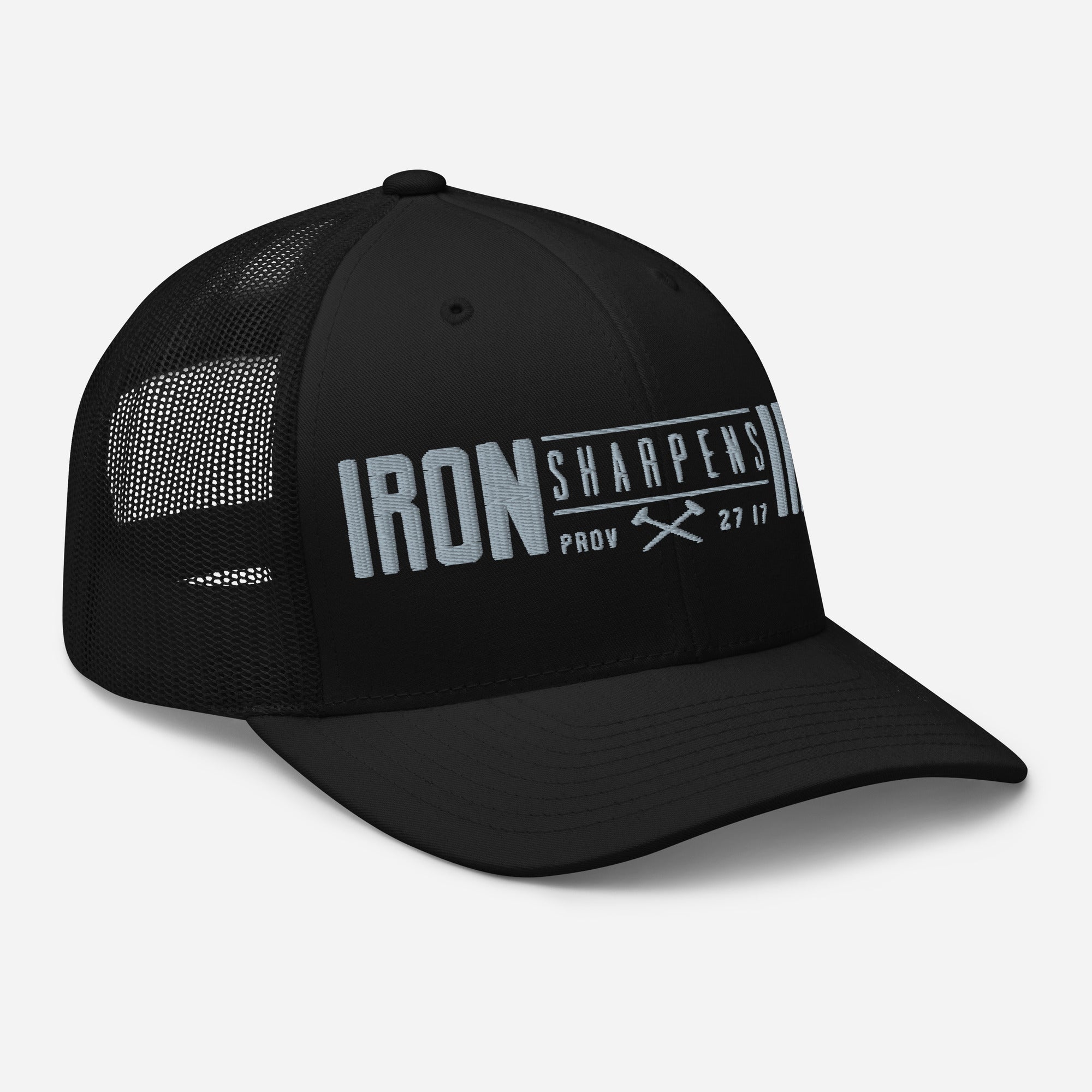 Men's Iron Sharpens Iron Trucker Cap - Black - Right Front View
