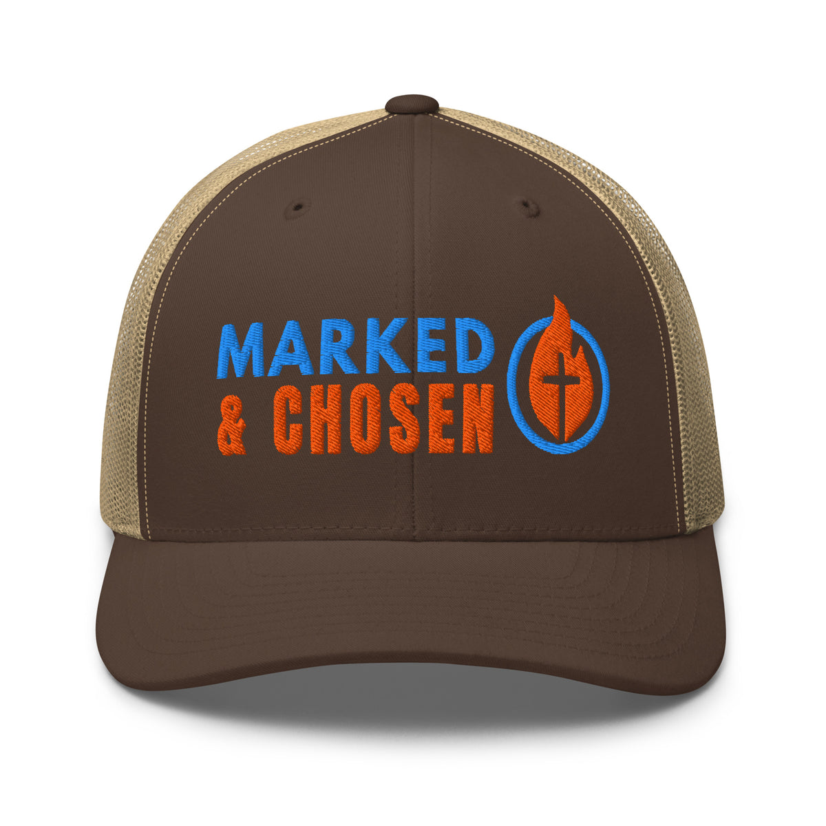 6606T Retro Trucker Brown/Khaki Marked & Chosen Logo front facing