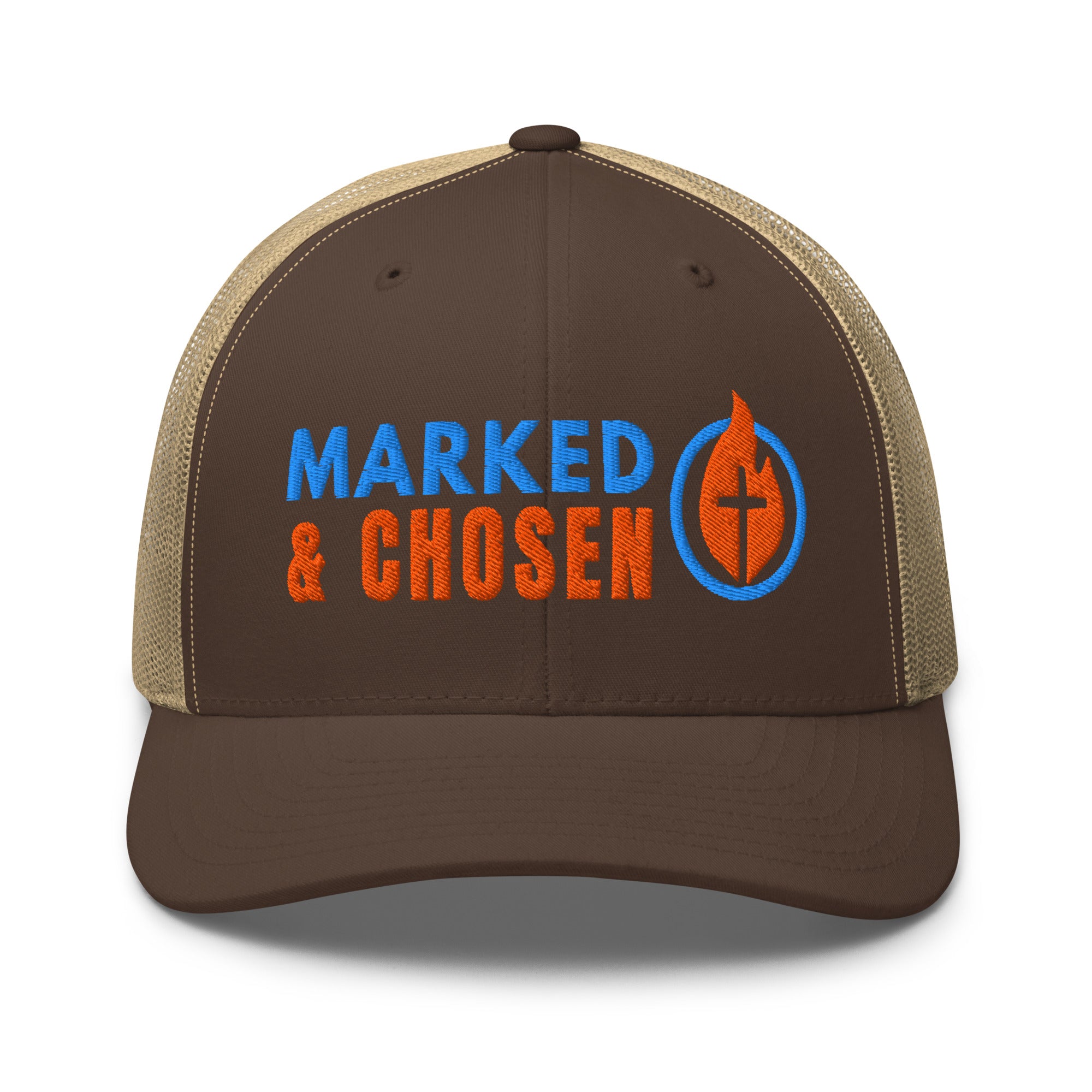6606T Retro Trucker Brown/Khaki Marked & Chosen Logo front facing