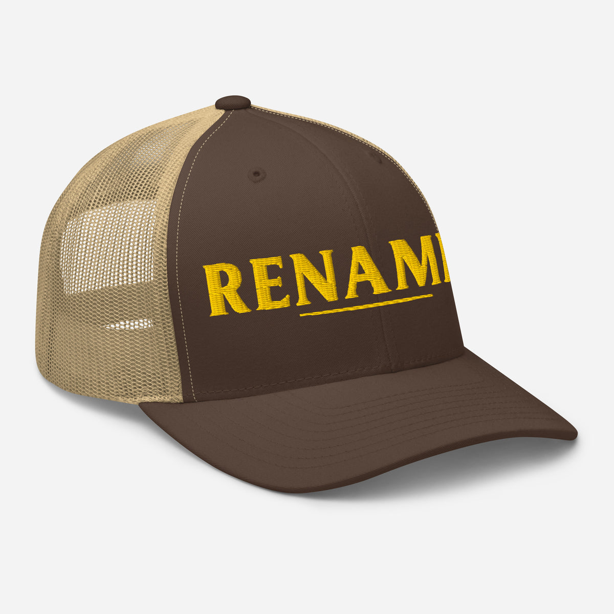 Renamed Trucker Cap - Brown/ Khaki - Right Front View