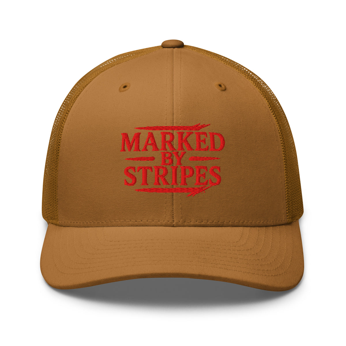 Marked by Stripes Trucker Cap - Caramel - Front View