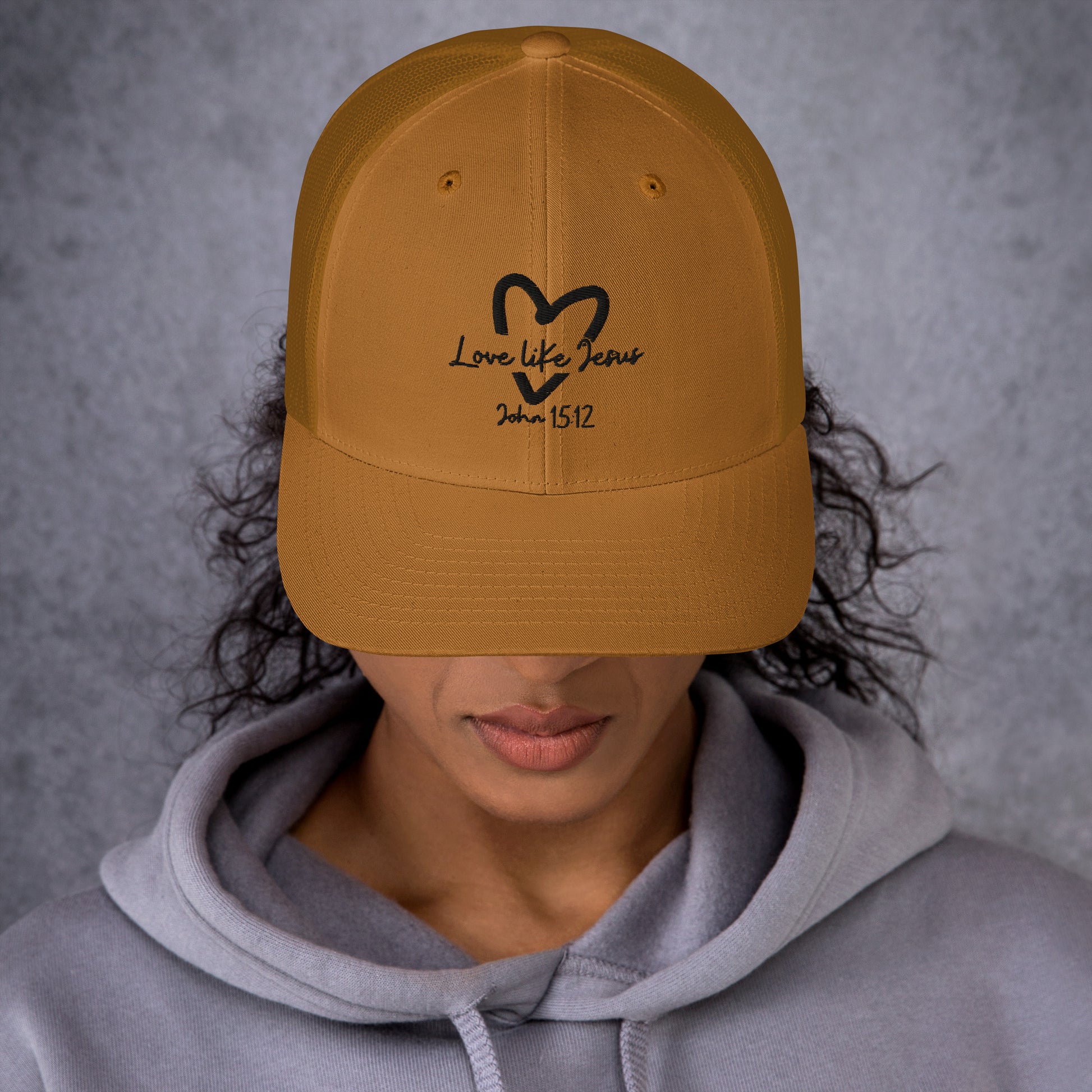 Love Like Jesus Trucker Cap - Caramel - Front View
