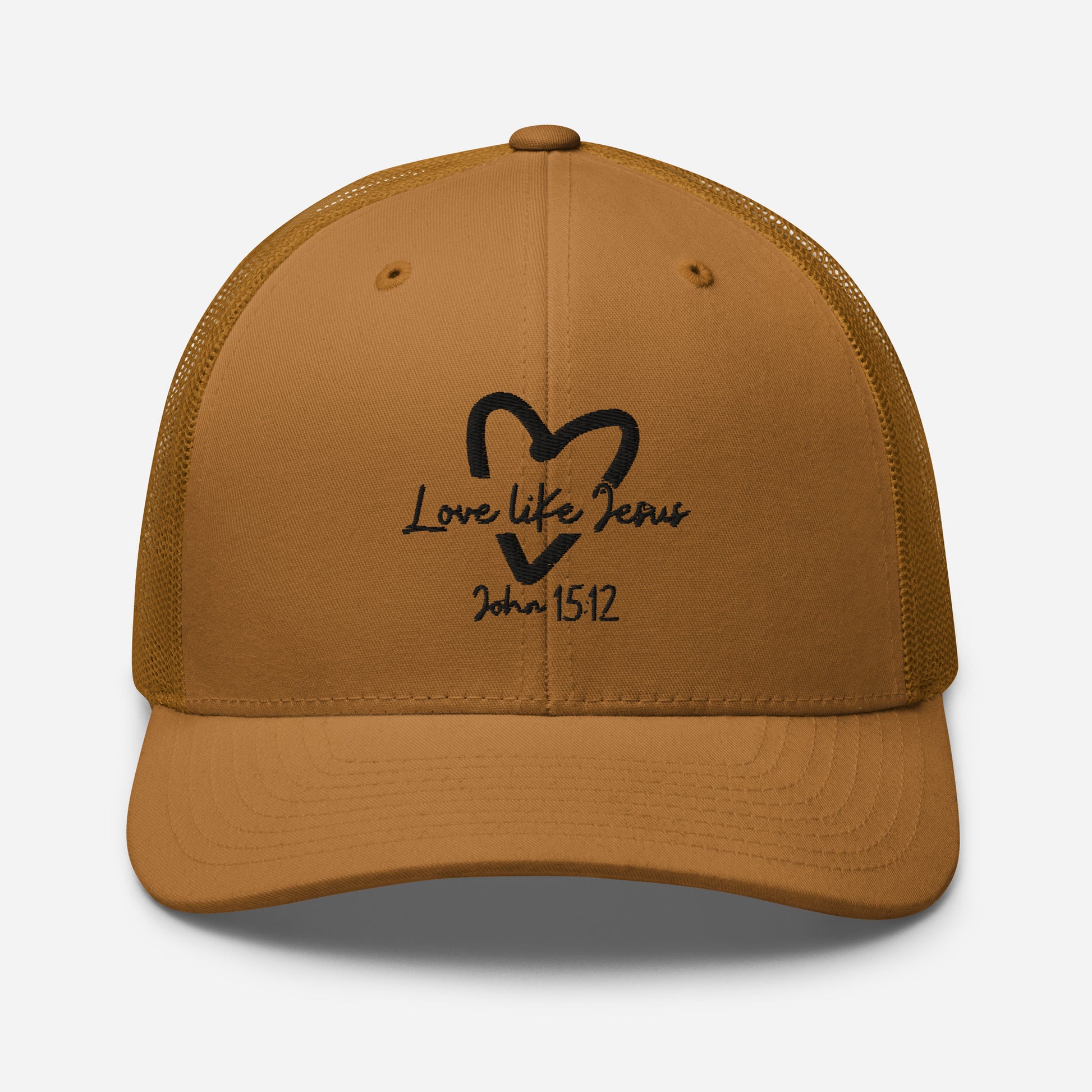 Love Like Jesus Trucker Cap - Caramel - Front View 3