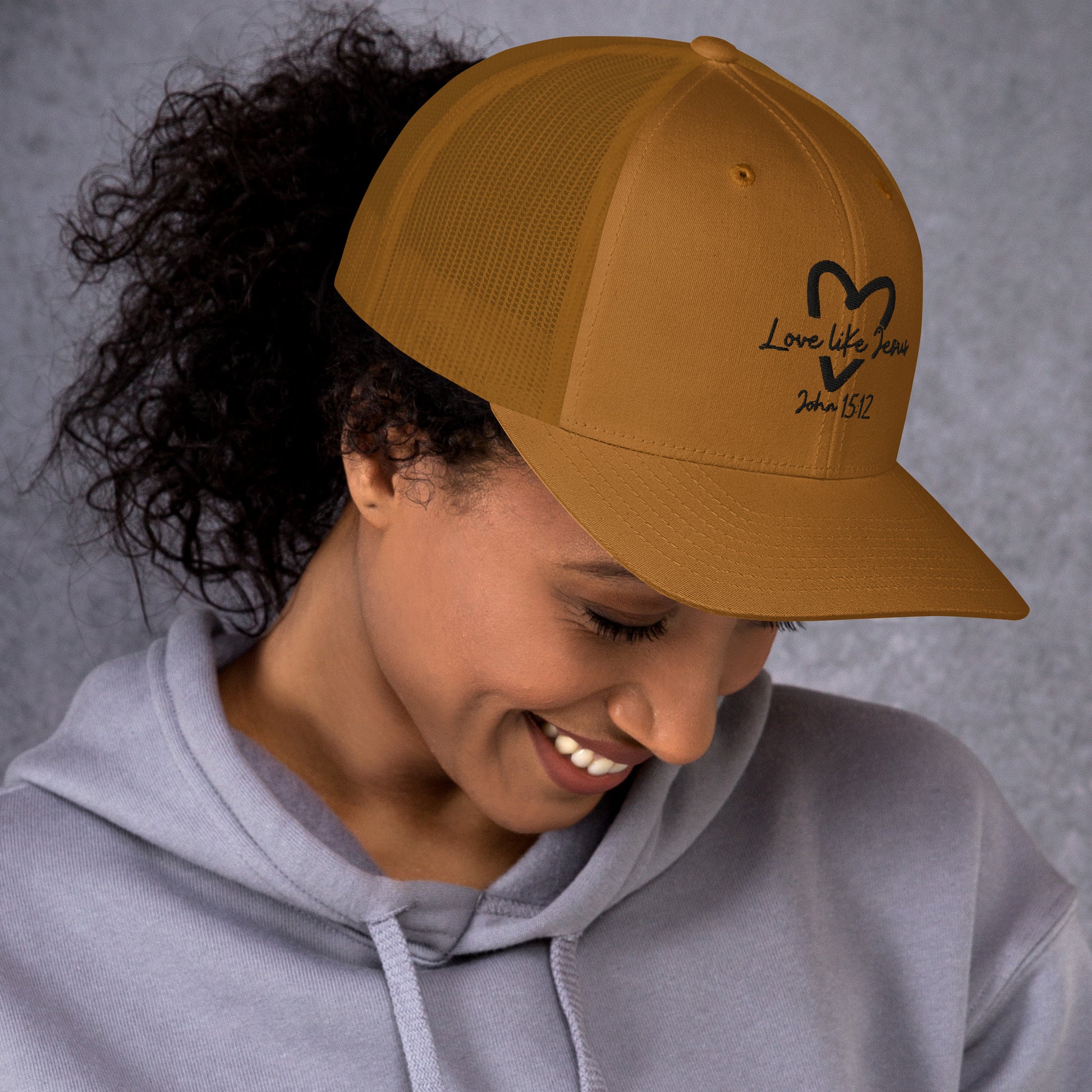 Love Like Jesus Trucker Cap - Caramel - Right Side View