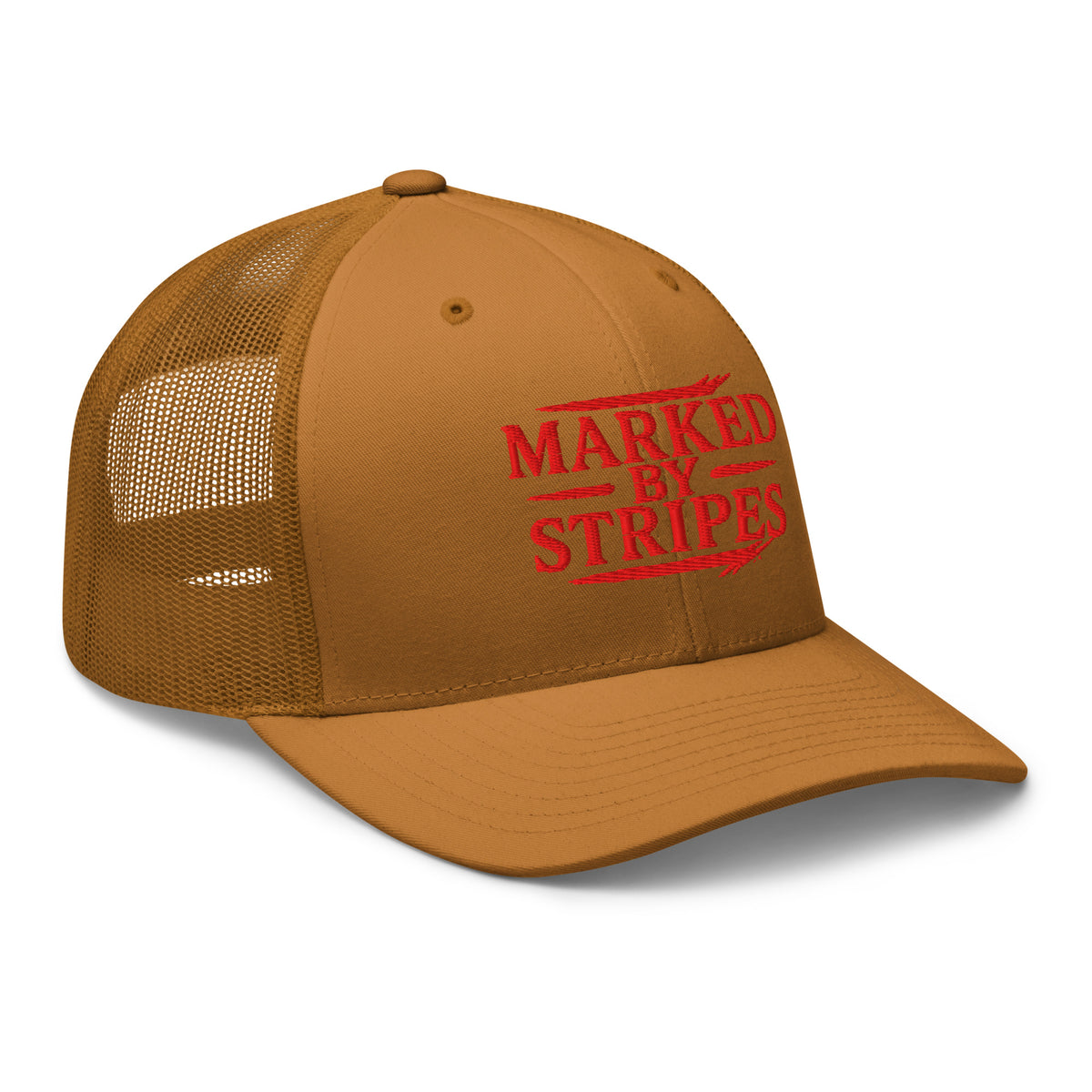 Marked by Stripes Trucker Cap - Caramel - Right Front View