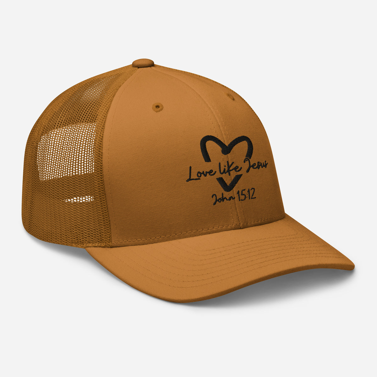 Love Like Jesus Trucker Cap - Caramel - Right Front View