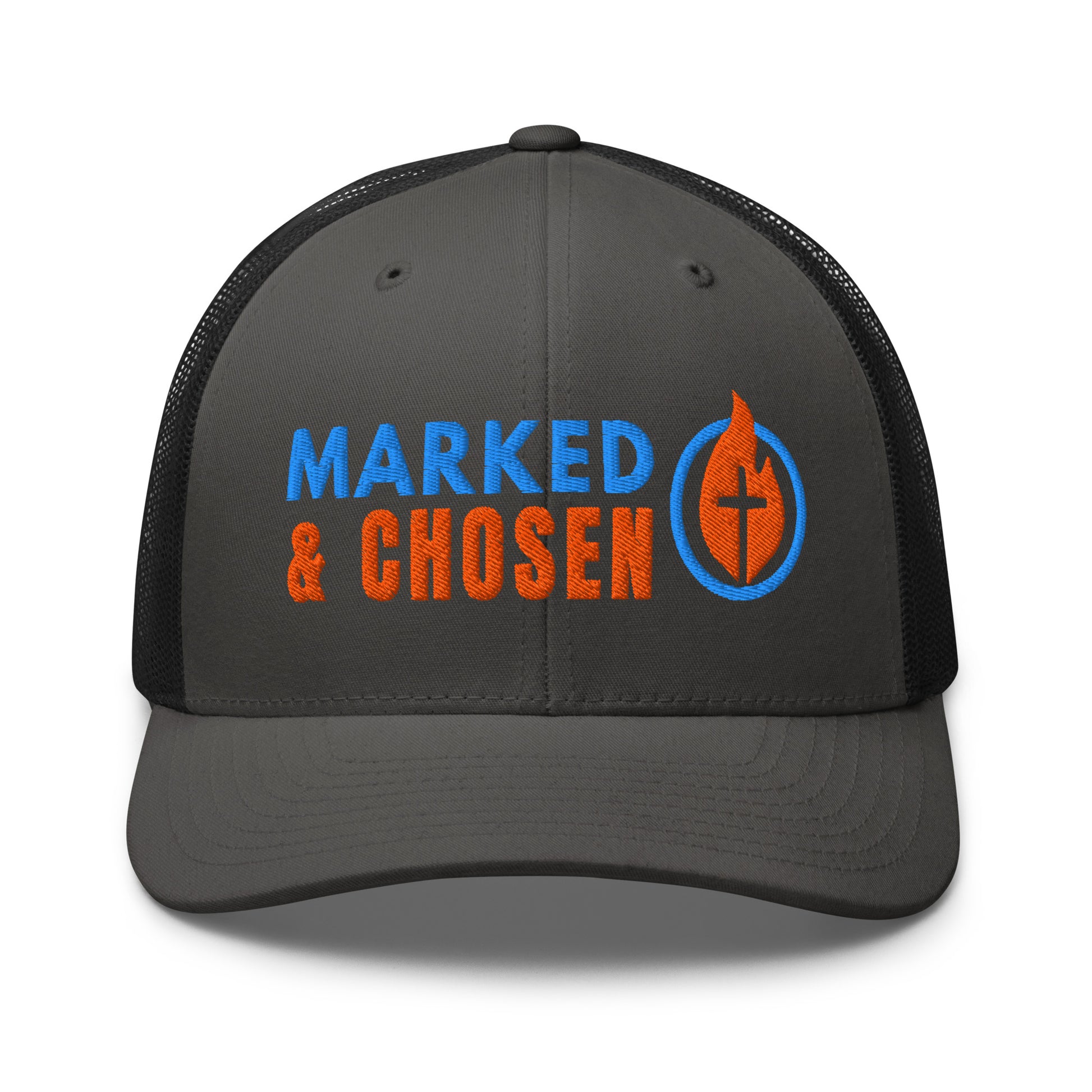 6606T Retro Trucker charcoal grey/black Marked & Chosen Logo front facing