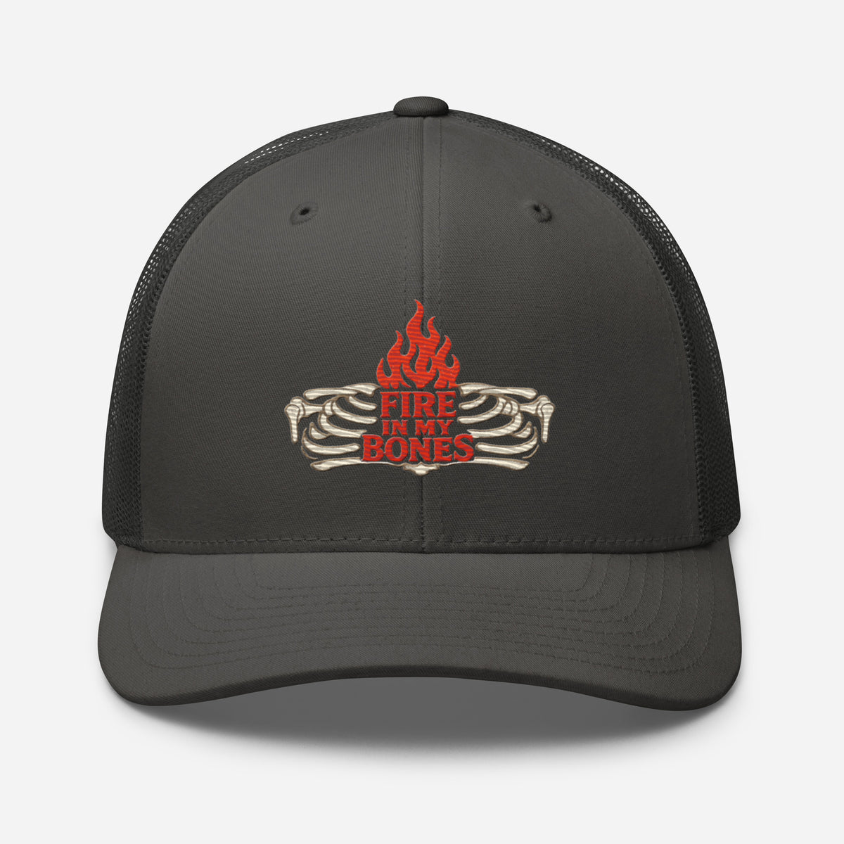 Fire in My Bones Trucker Cap - Charcoal - Front View