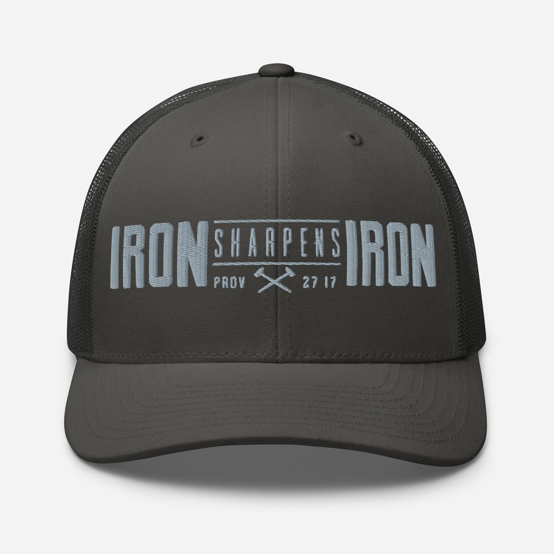 Men's Iron Sharpens Iron Trucker Cap - Charcoal - Front View
