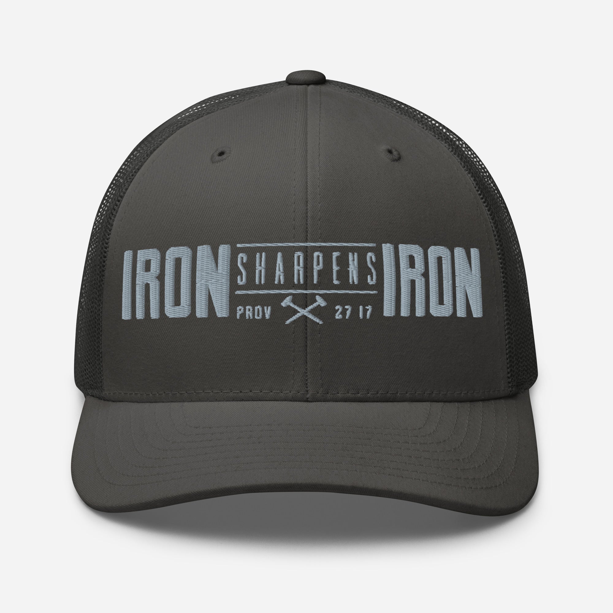 Men's Iron Sharpens Iron Trucker Cap - Charcoal - Front View