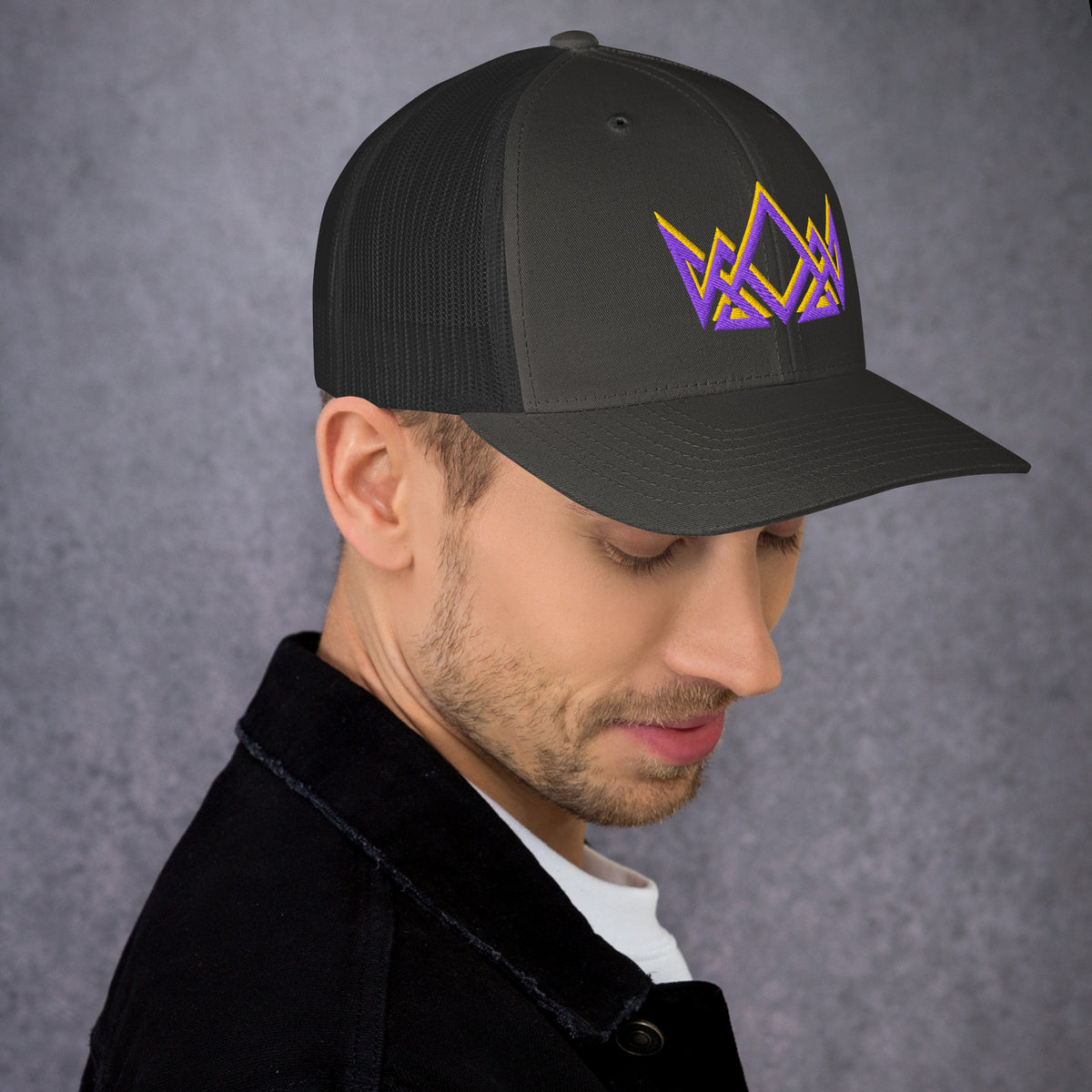 Royalty Trucker Cap - Charcoal - Right Side View