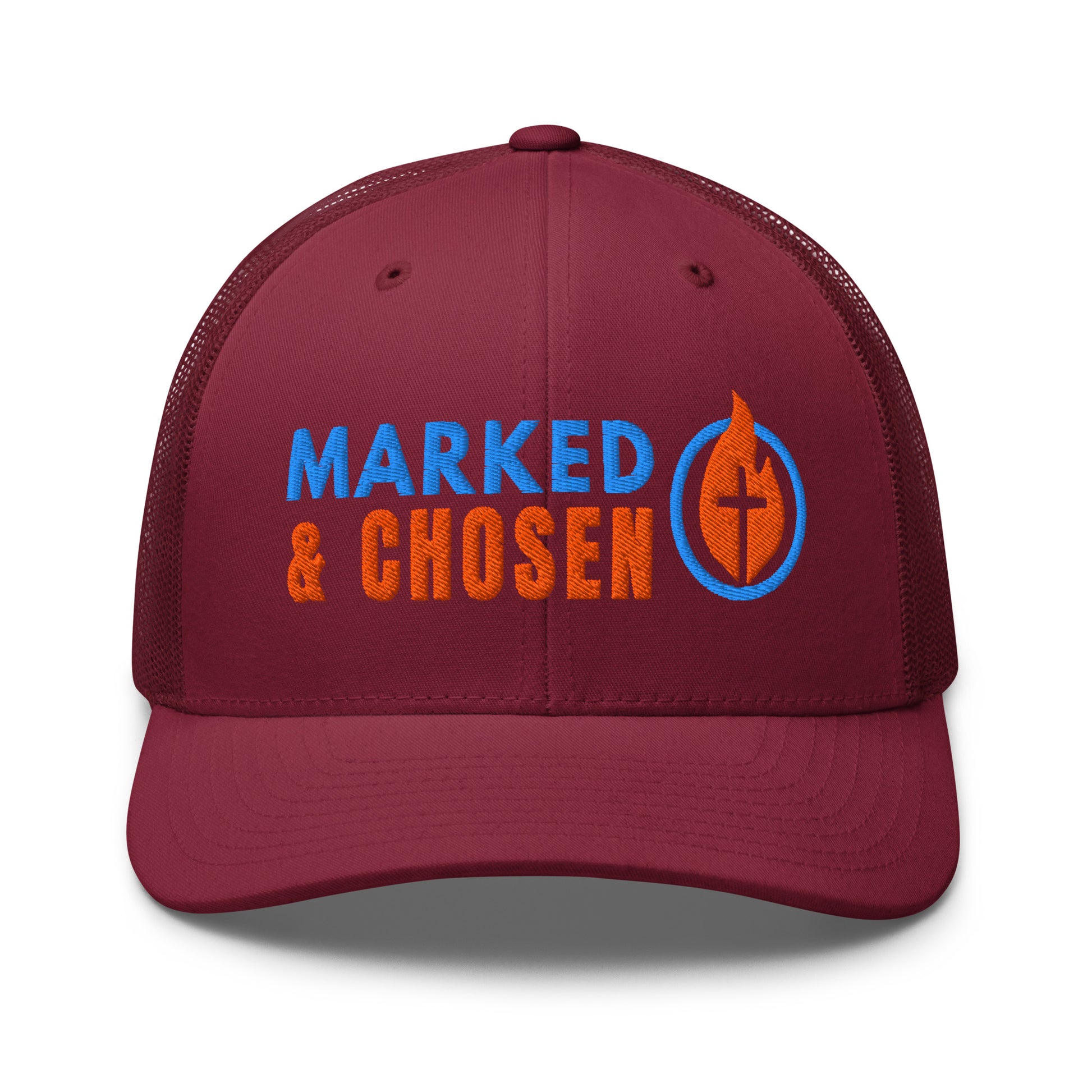 6606T Retro Trucker Cranberry Marked & Chosen Logo front facing