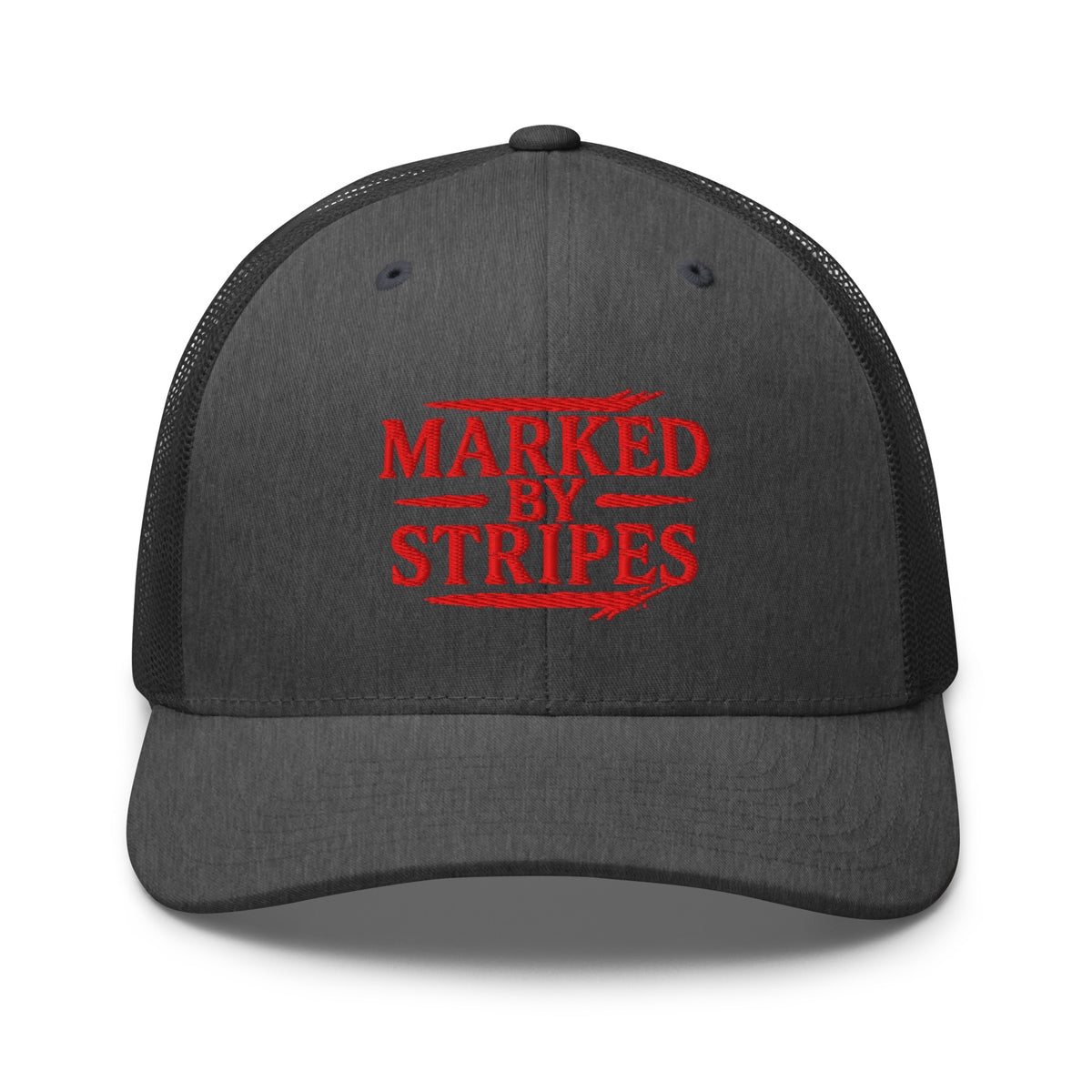 Marked by Stripes Trucker Cap - Dark Heather Gray - Front View