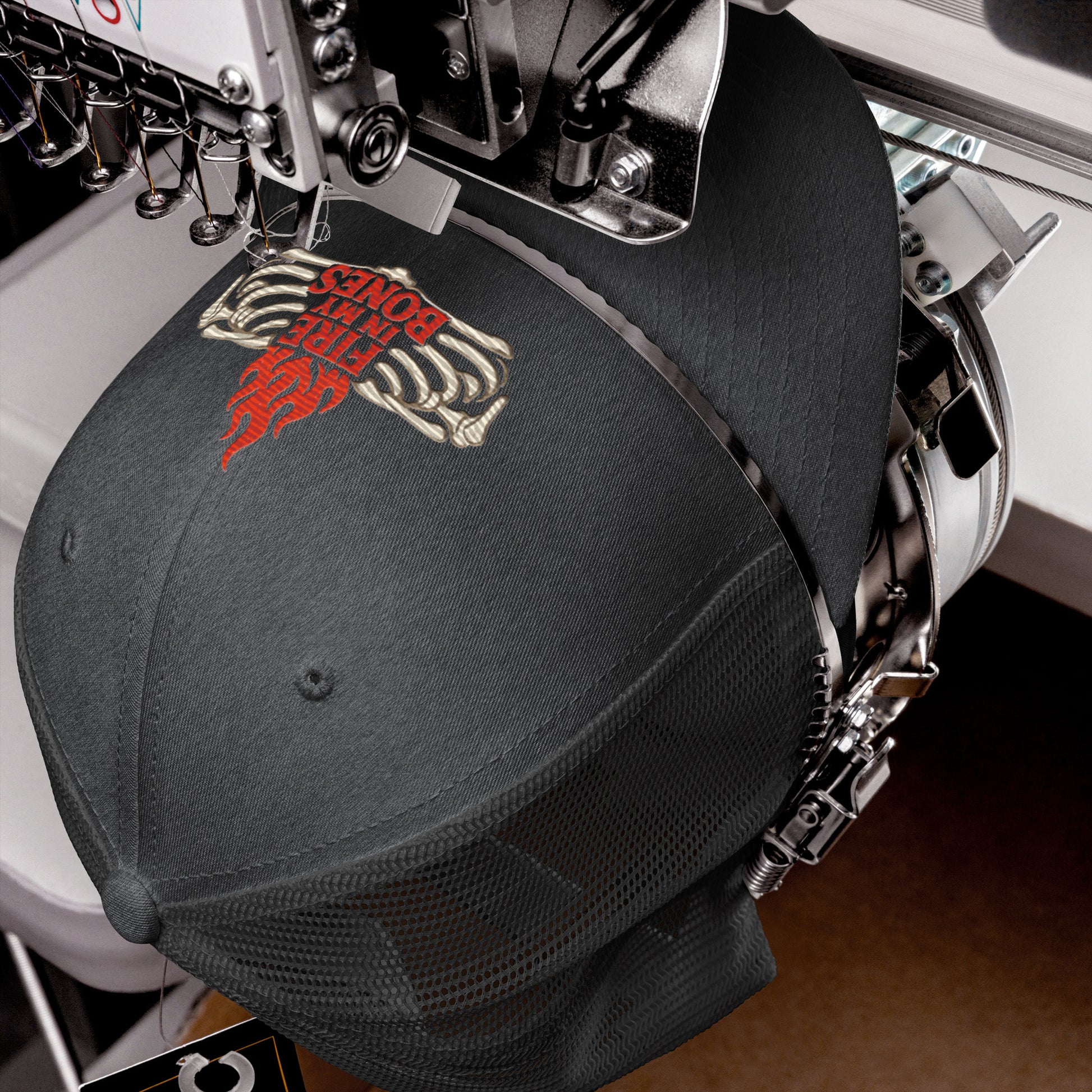 Fire in My Bones Trucker Cap - Dark Heather Gray - Front View 2