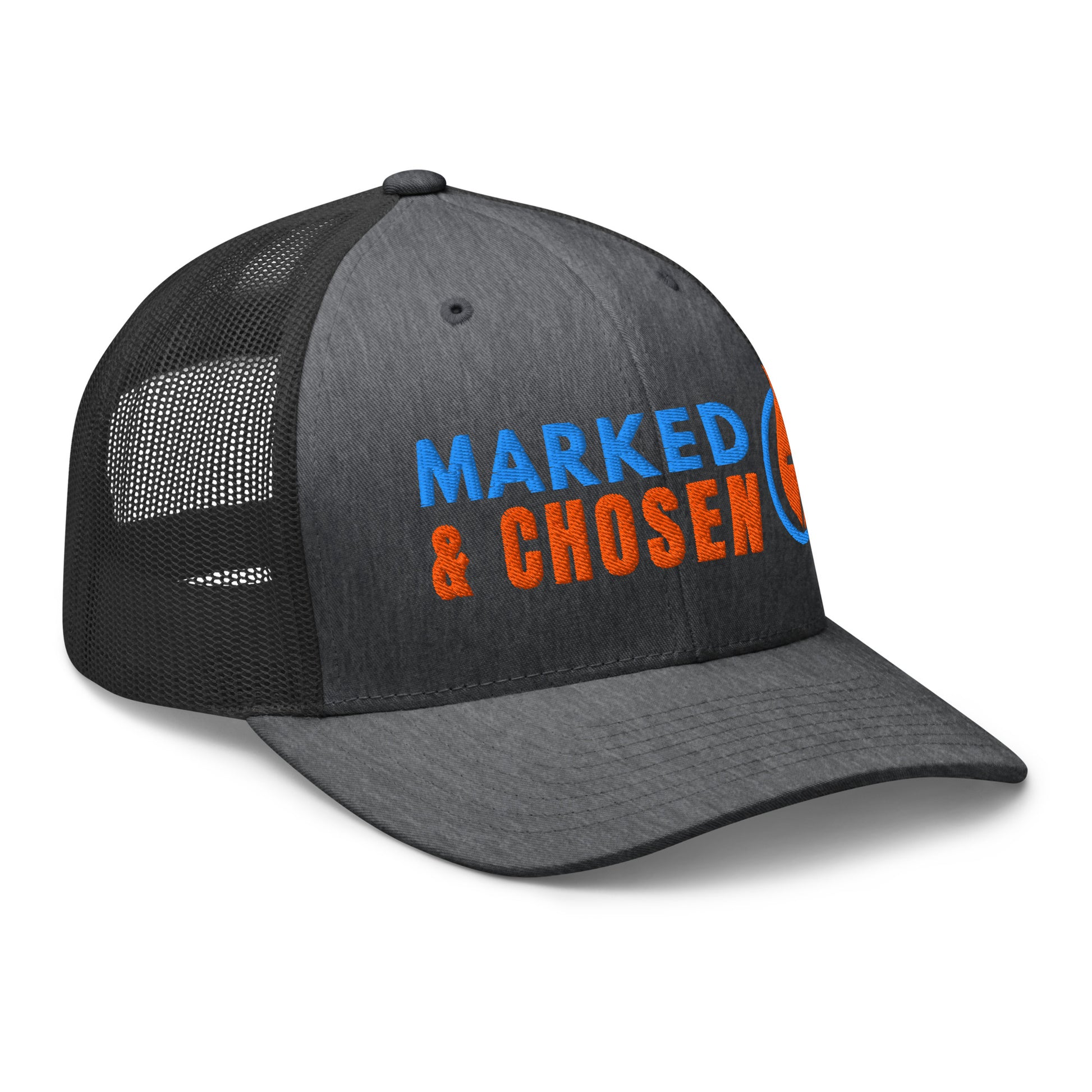 6606T Retro Trucker Dark Heather Grey Marked & Chosen Logo right front facing