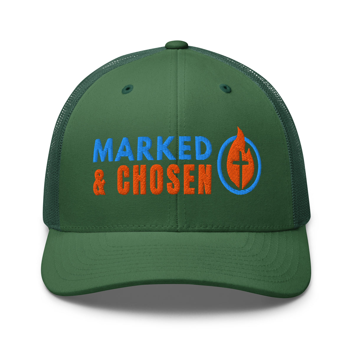 6606T Retro Trucker Evergreen Marked & Chosen Logo front facing