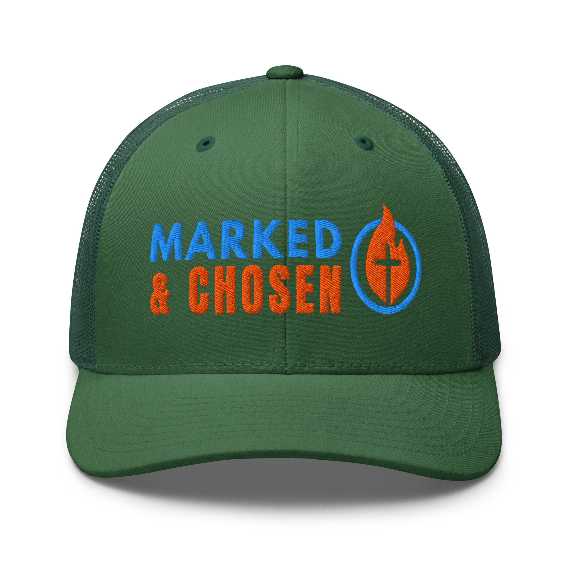 6606T Retro Trucker Evergreen Marked & Chosen Logo front facing