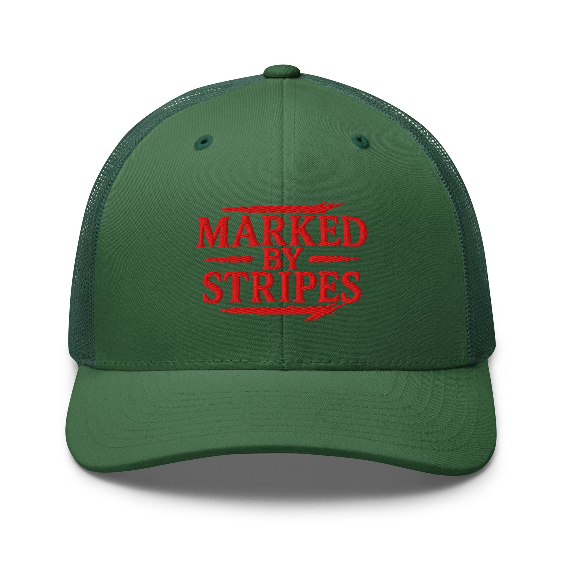 Marked by Stripes Trucker Cap - Evergreen - Front View 2