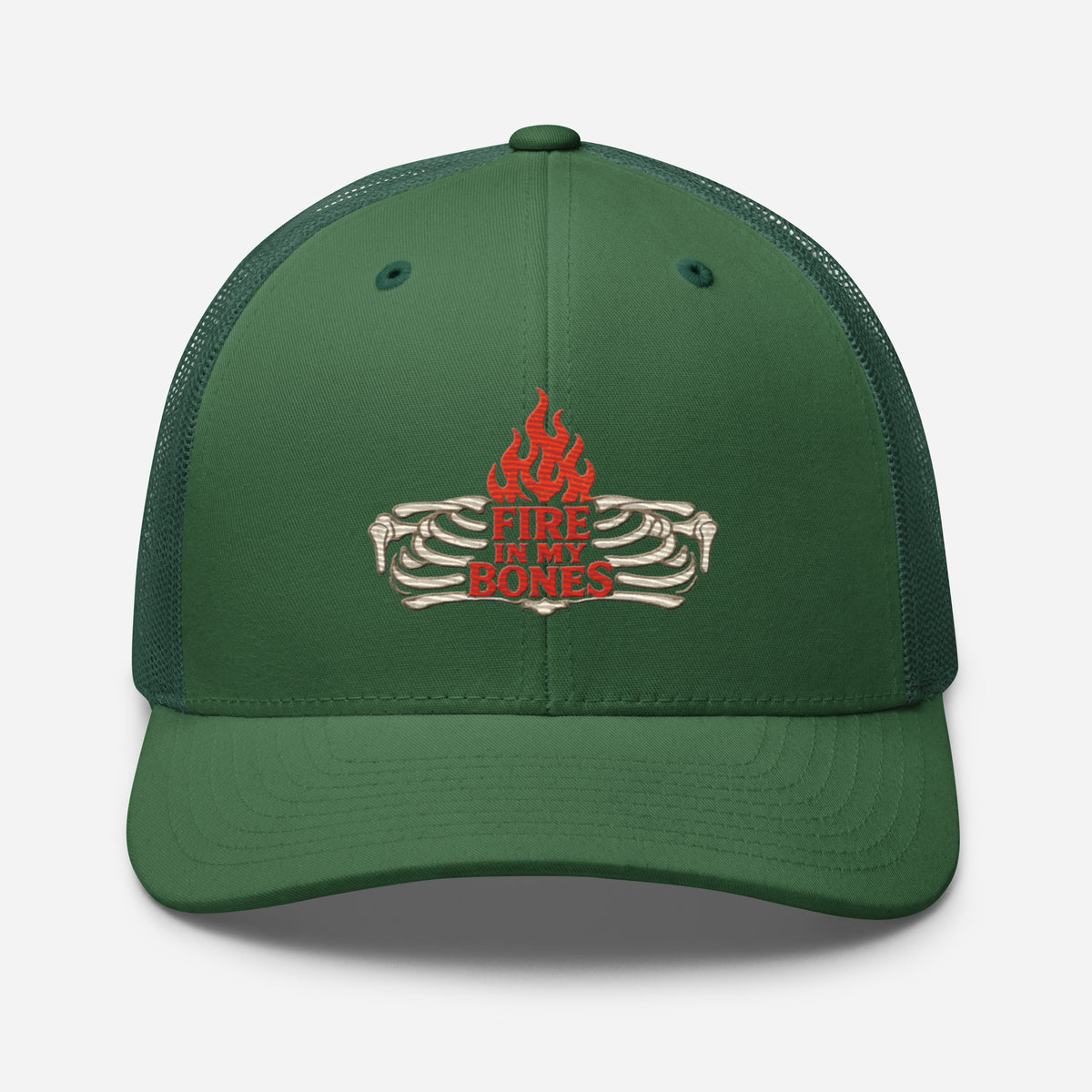 Fire in My Bones Trucker Cap - Evergreen - Front View