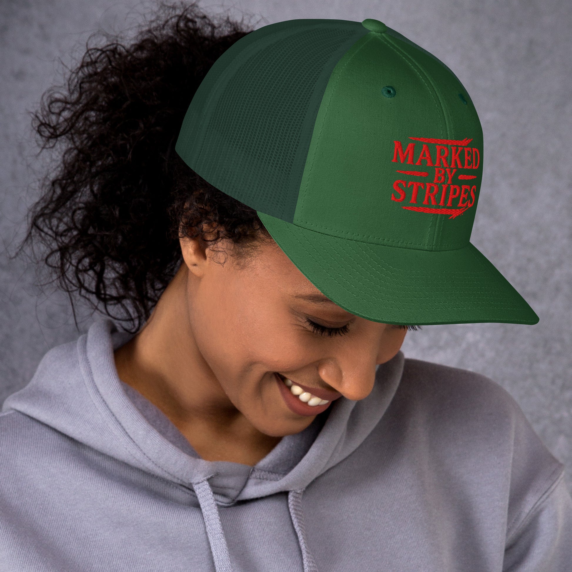 Marked by Stripes Trucker Cap - Evergreen - Right Side View