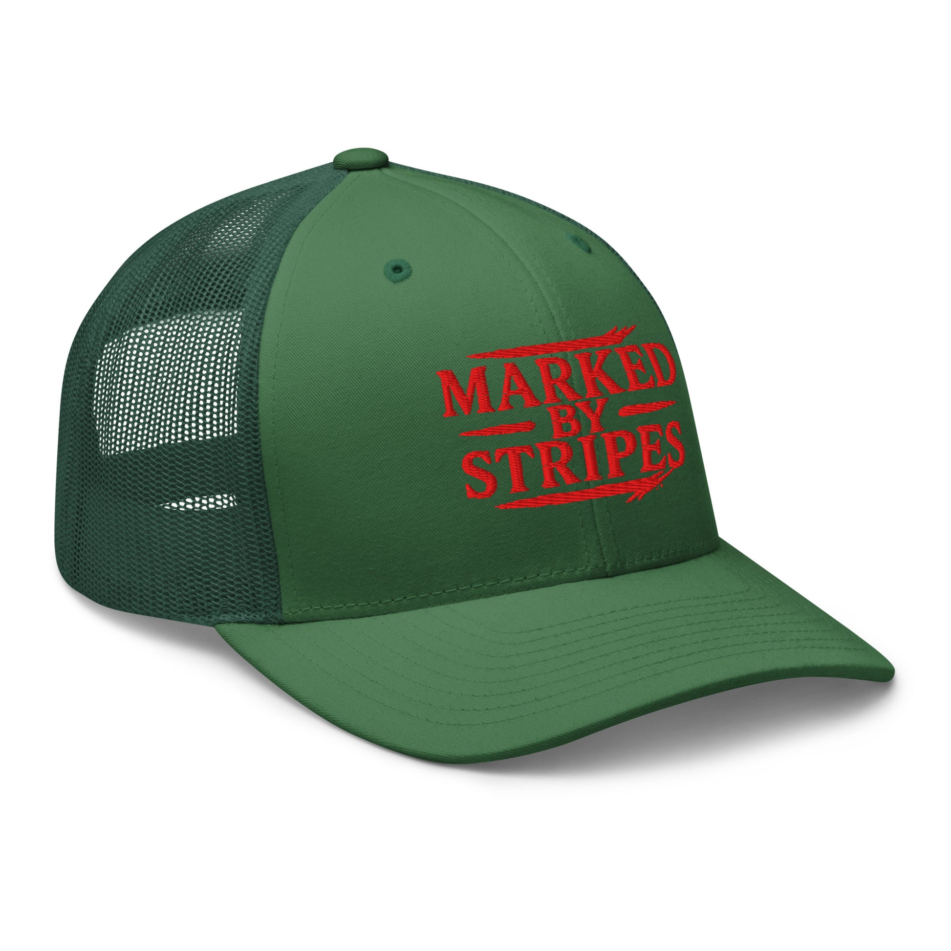 Marked by Stripes Trucker Cap - Evergreen - Right Front View