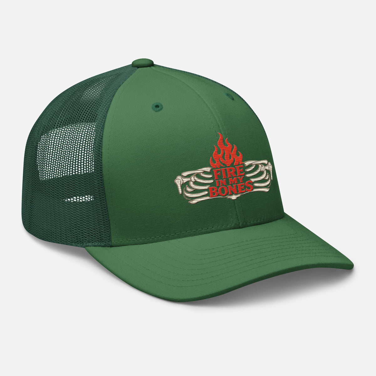 Fire in My Bones Trucker Cap - Evergreen - Right Front View