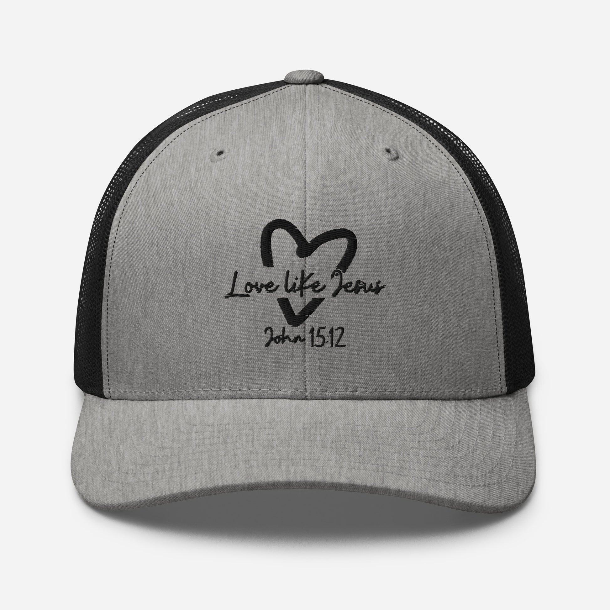 Love Like Jesus Trucker Cap - Heather/ Black - Front View