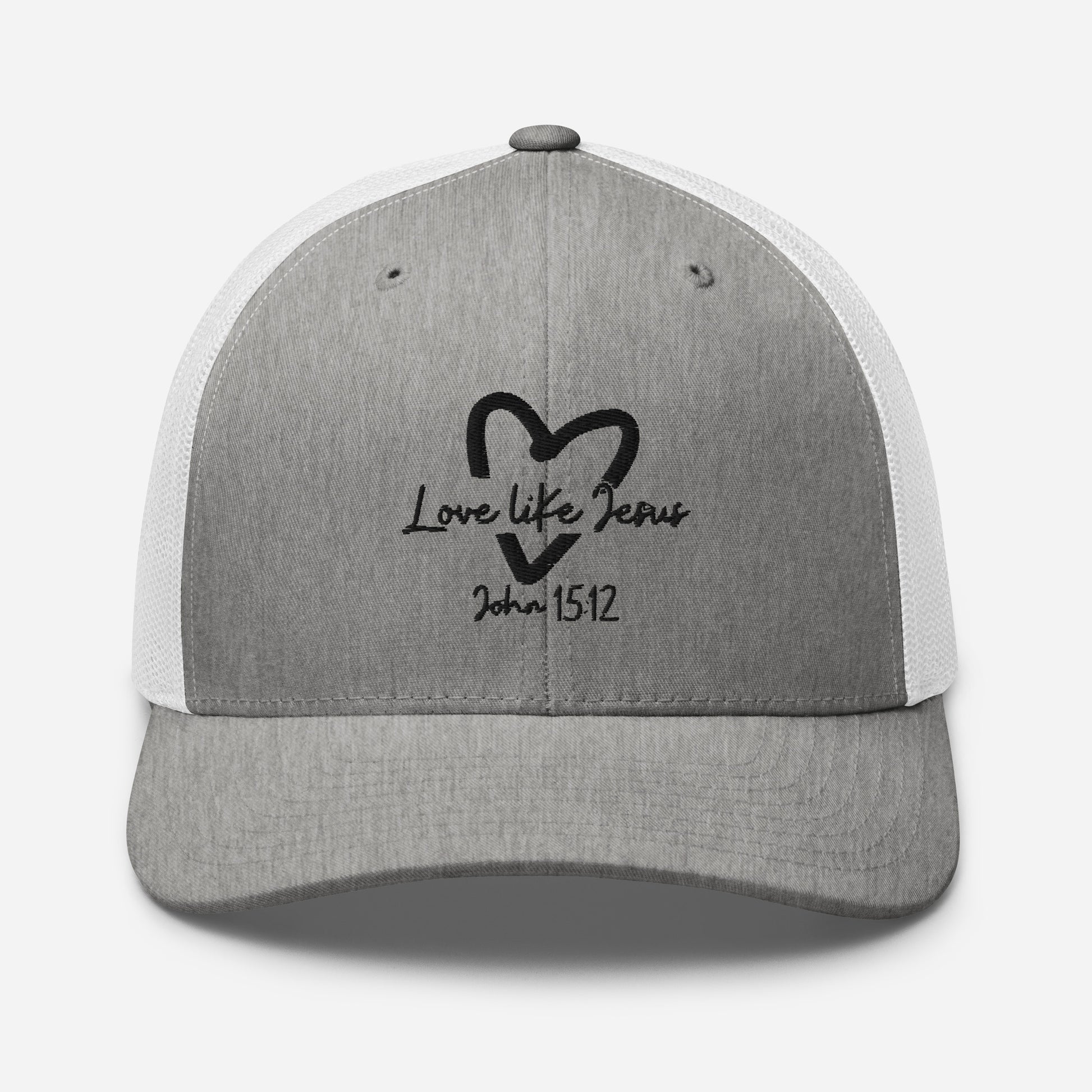Love Like Jesus Trucker Cap - Heather Grey/White - Front View