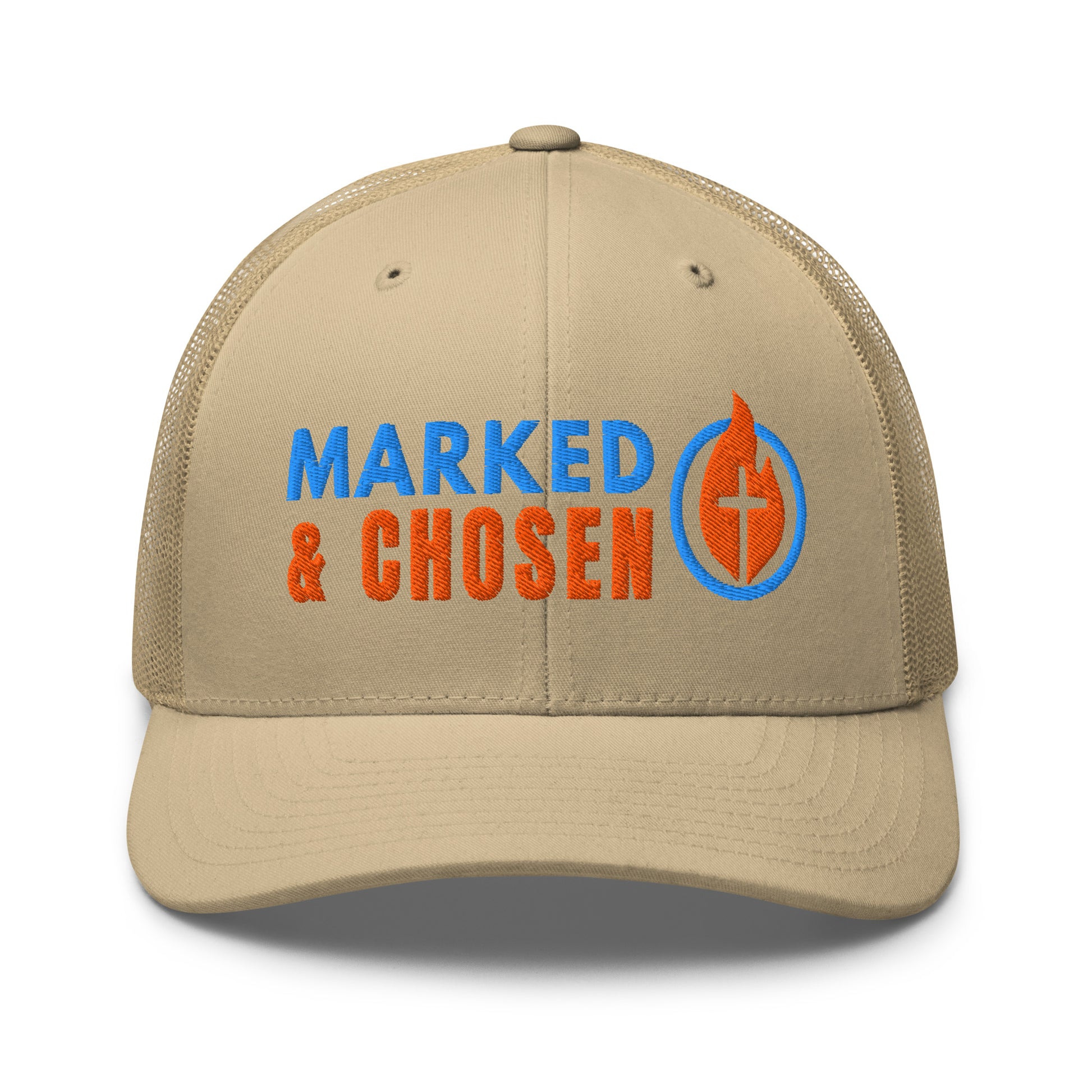 6606T Retro Trucker Khaki Marked & Chosen Logo front facing