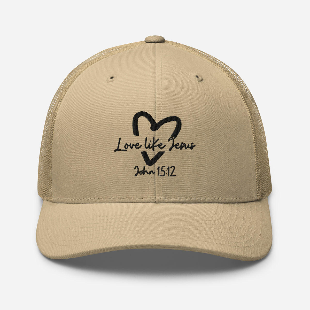 Love Like Jesus Trucker Cap - Khaki - Front View