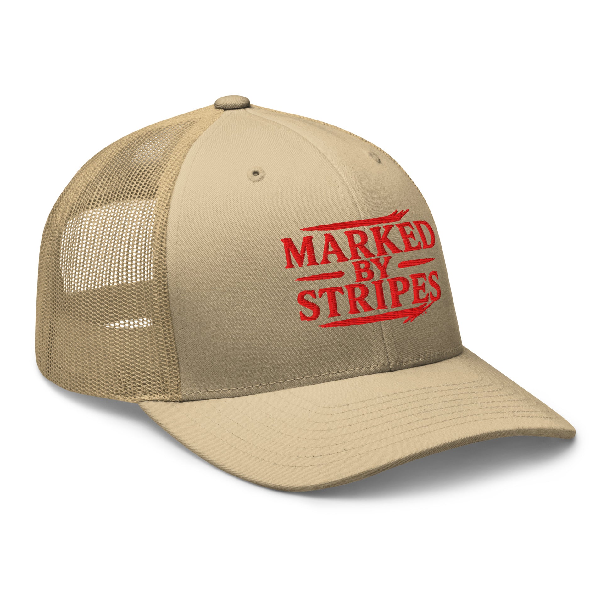 Marked by Stripes Trucker Cap - Khaki - Right Front View