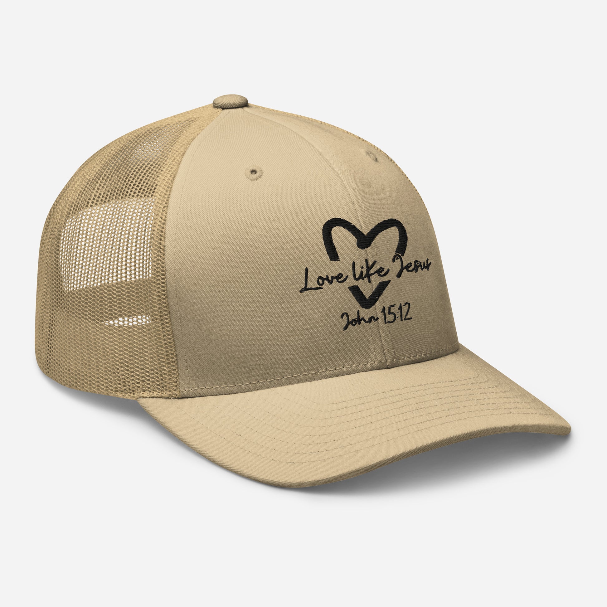 Love Like Jesus Trucker Cap - Khaki - Right Front View