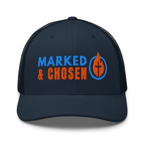 6606T Retro Trucker Navy Marked & Chosen Logo front facing
