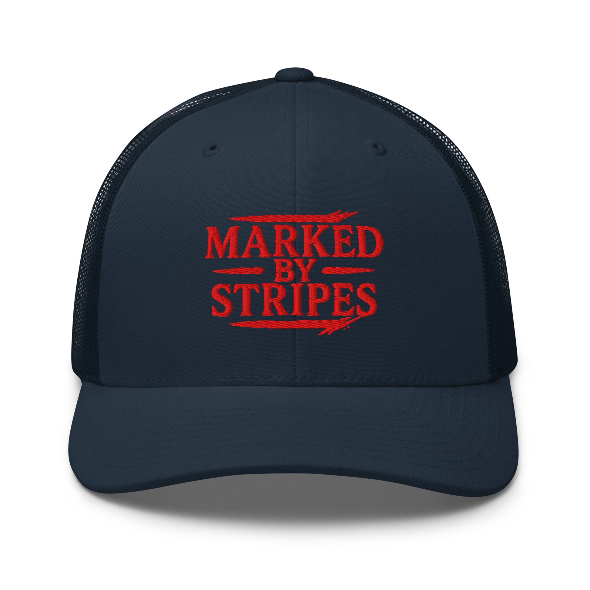 Marked by Stripes Trucker Cap - Navy - Front View