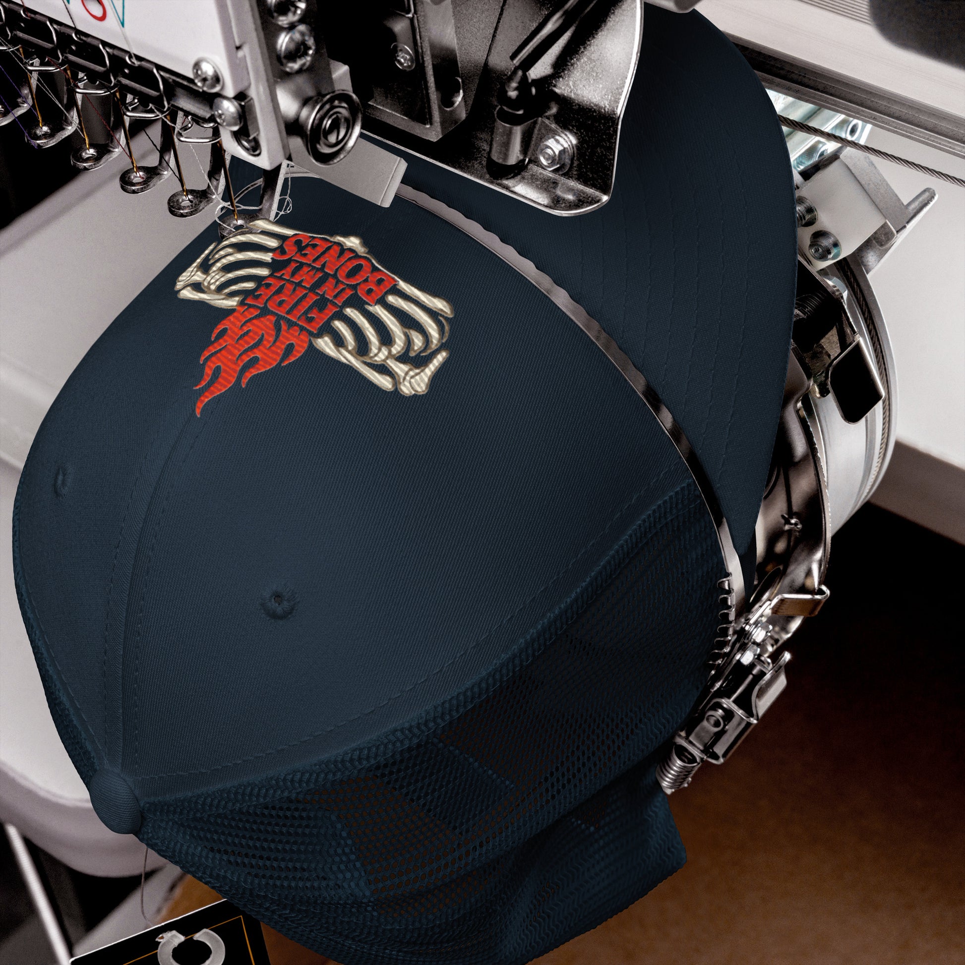 Fire in My Bones Trucker Cap - Navy - Front View 2