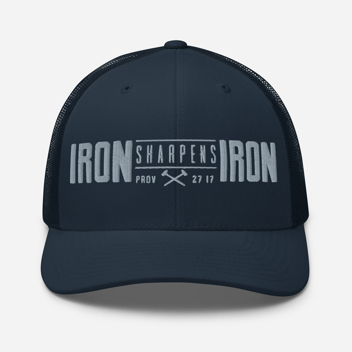 Men's Iron Sharpens Iron Trucker Cap - Navy - Front View