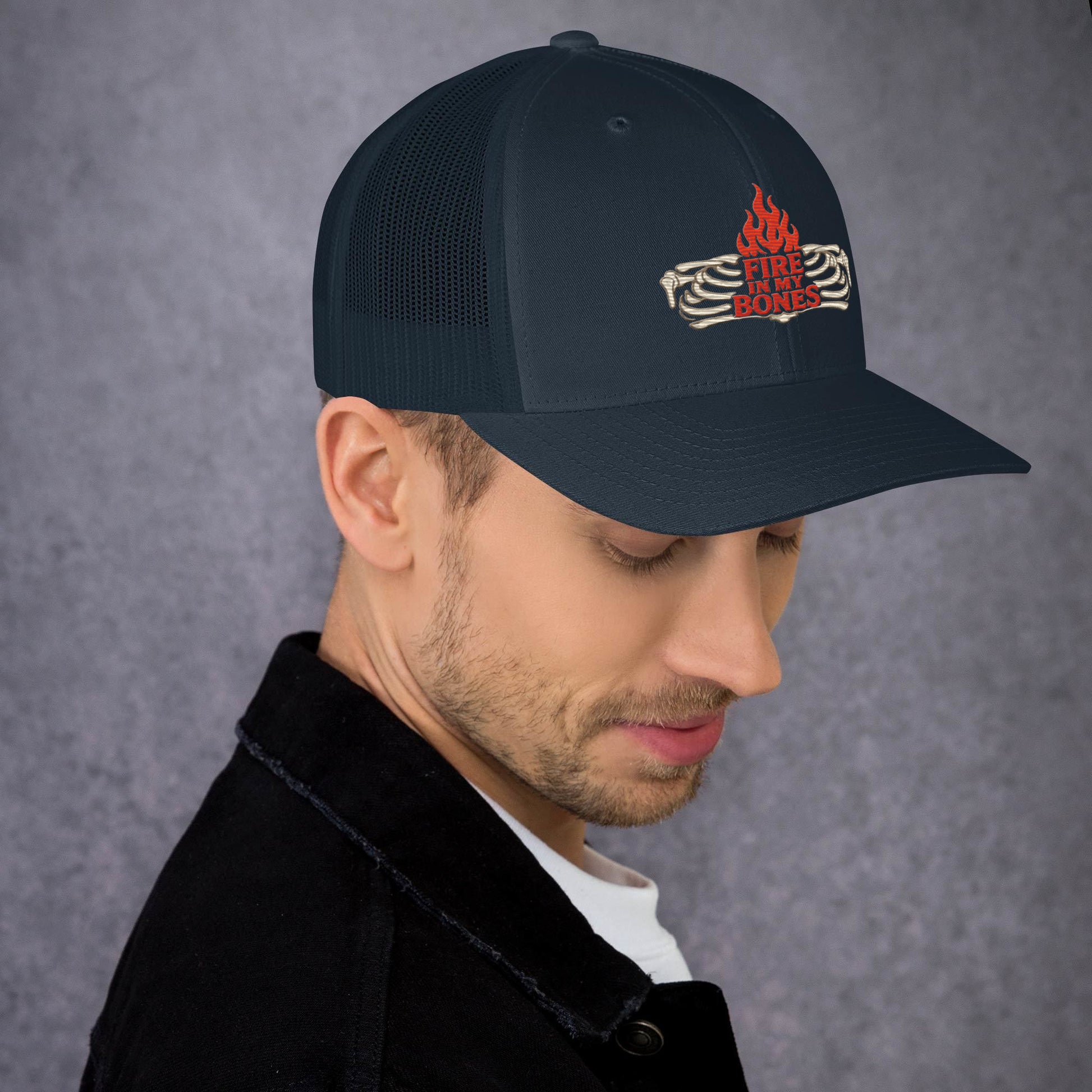 Fire in My Bones Trucker Cap - Navy - Right Side View